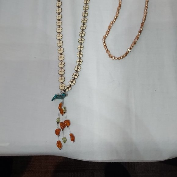 Dogwood, Amber, Turquoise, Pearl & Lapis Personal journey Manifestation Necklace - Picture 10 of 12